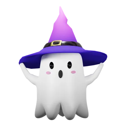 Fantôme d'Halloween avec un chapeau  3D Icon