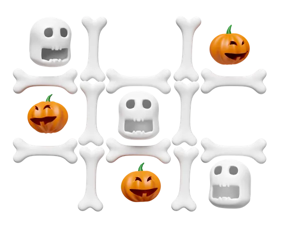 3 D Happy Halloween Party Xo Game With Skull Skeleton Pumpkin Isolated 3D Icon