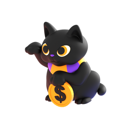 Gato da sorte do dia das bruxas  3D Icon