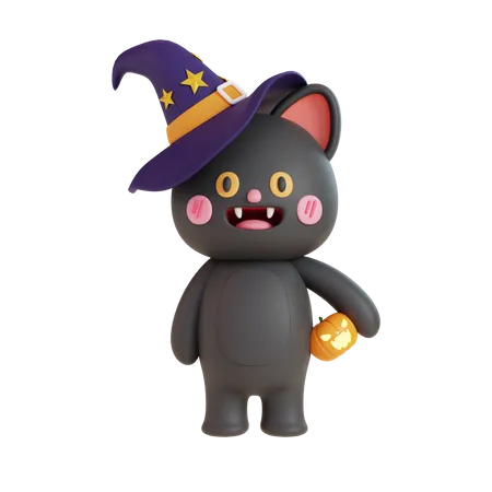 Gato negro de Halloween  3D Icon