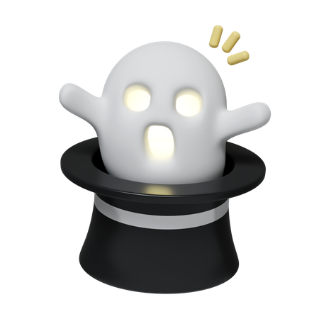 Halloween Ghost In Magician Hat  3D Icon