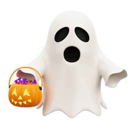 Halloween Ghost With Candy  3D Icon