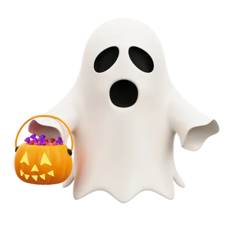 Halloween Ghost With Candy  3D Icon