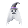 halloween ghost with hat 3d logo