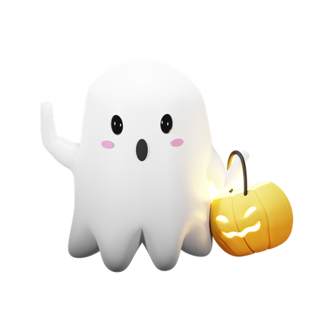 Halloween Ghost With Lantern  3D Icon