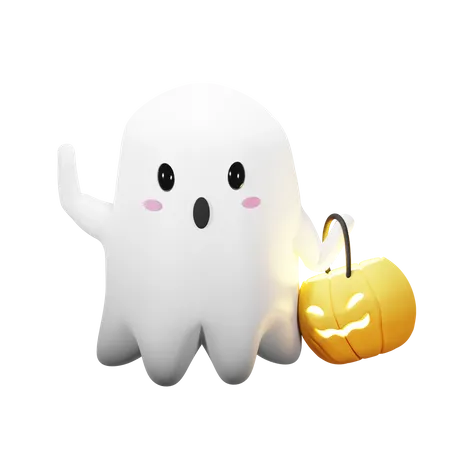 Halloween Ghost With Lantern  3D Icon