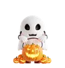 Halloween Ghost With Pumpkin Basket