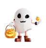 Halloween Ghost With Pumpkin Basket