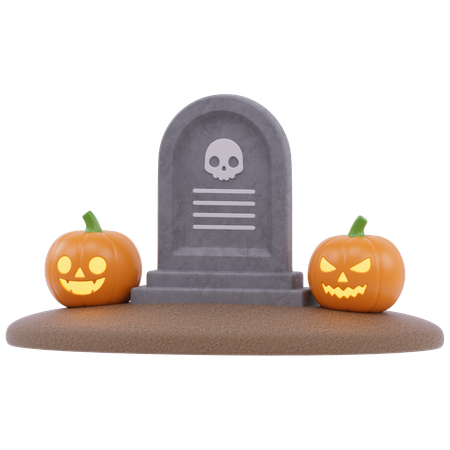 Halloween Grave Pumpkin  3D Icon