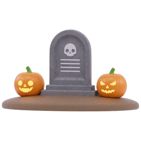 Halloween Grave Pumpkin  3D Icon