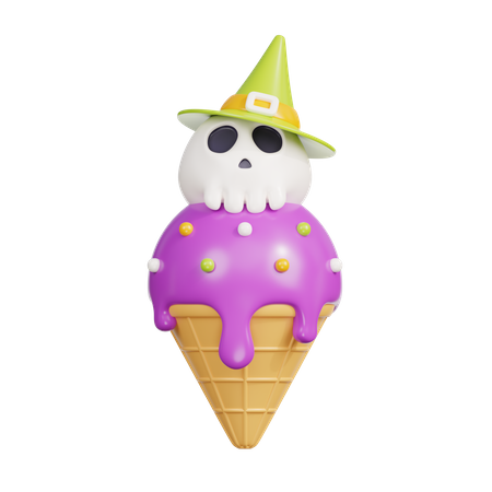 Halloween Ice Cream Cone  3D Icon