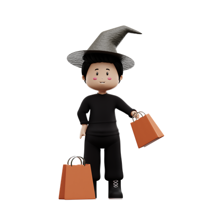 Halloween junge der einkauft  3D Illustration