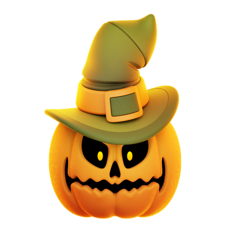 Halloween-Kürbis mit Hut  3D Icon