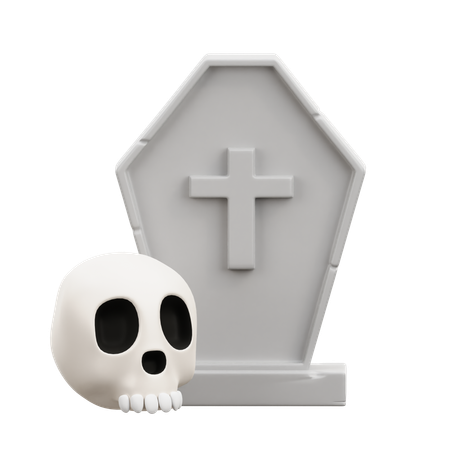 Crânio de lápide de Halloween  3D Icon