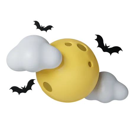 3 D Moon Icon Traditional Element Of Decor For Halloween Icon Isolated On Gray Background 3 D Rendering Illustration Clipping Path 3D Icon