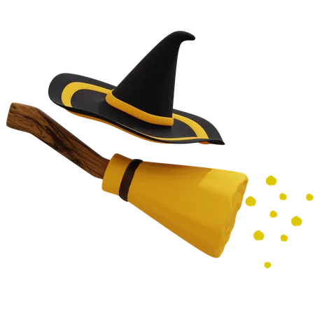 Halloween Night Flight on a Magical Broom  3D Icon