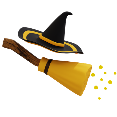 Halloween Night Flight on a Magical Broom  3D Icon
