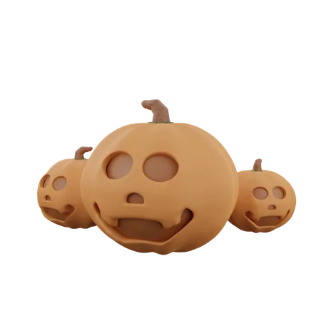 3 D Illustration Of Pumpkin Faced For Spooky Halloween 3D Icon