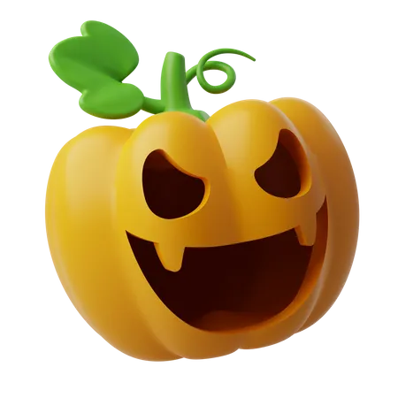 Orange Pumpkin With Cut Scary Smile Halloween Holiday Concept 3D Icon