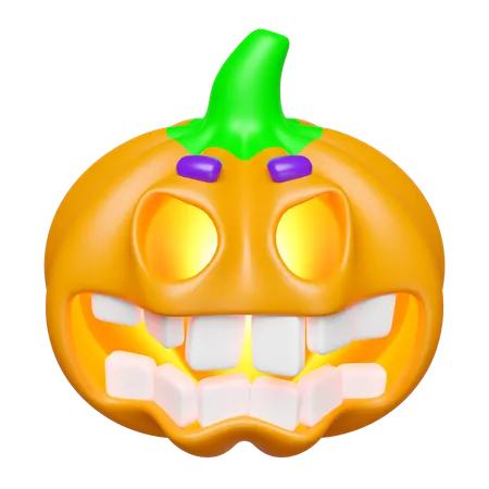 3 D Halloween Holiday Party With Pumpkin Head White Teeth Eyebrows Isolated 3 D Render Illustration 3D Icon