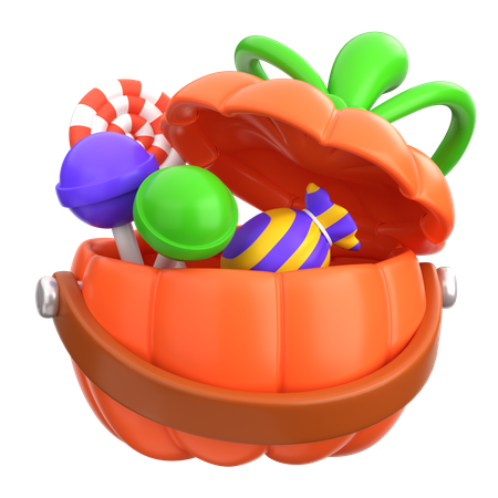 Halloween Pumpkin Bucket  3D Icon