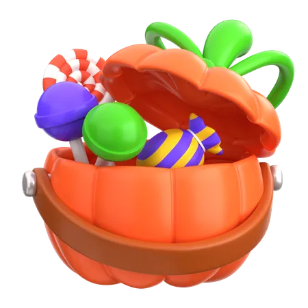 Halloween Pumpkin Bucket  3D Icon