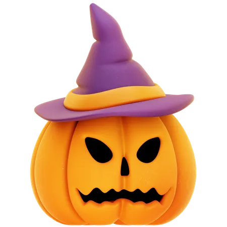 Halloween Pumpkin with a Hat  3D Icon