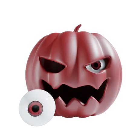 Halloween Pumpkin With Eyeball  3D Icon