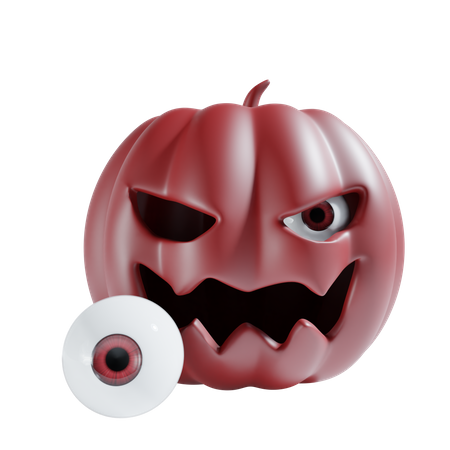 Halloween Pumpkin With Eyeball  3D Icon