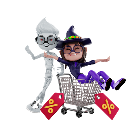 Halloween-Rabatt beim Kauf  3D Illustration