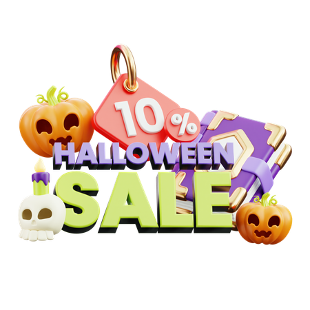 Halloween Sale Percent  3D Icon