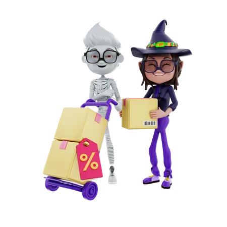 Halloween sale product delivery 3D Illustration