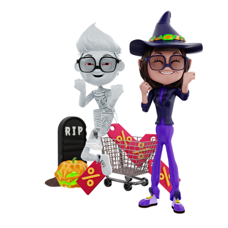 Halloween sale shopping  3D Illustration