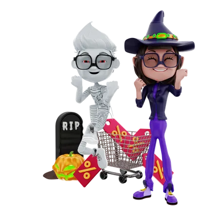 Halloween sale shopping  3D Illustration