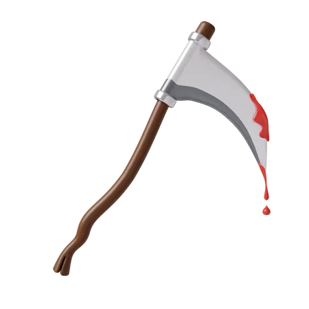3 D Halloween Sickle Blood Icon Traditional Element Of Decor For Halloween Icon Isolated On Gray Background 3 D Rendering Illustration Clipping Path 3D Icon