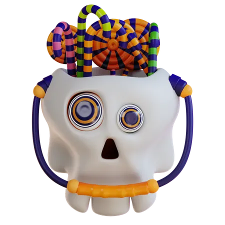 3 D Illustration Of Halloweens Skull And Candy 3D Icon