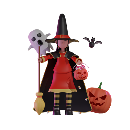 Sorcière d'Halloween  3D Icon