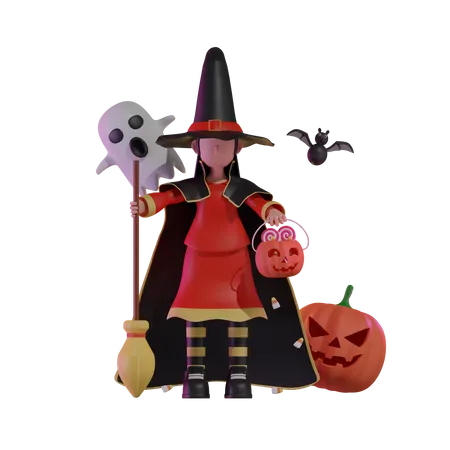 Sorcière d'Halloween  3D Icon