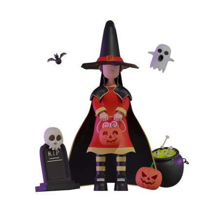 Sorcière d'Halloween  3D Icon