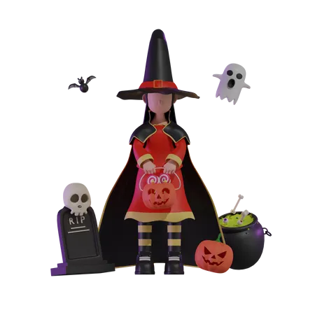 Sorcière d'Halloween  3D Icon