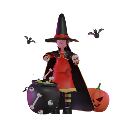 Sorcière d'Halloween  3D Icon