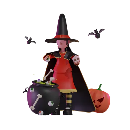 Sorcière d'Halloween  3D Icon