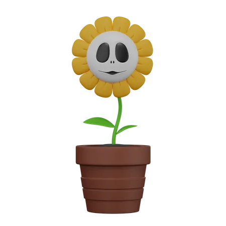 Halloween sunflower with face  3D Icon