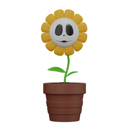Halloween sunflower with face  3D Icon