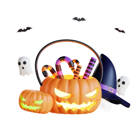 Halloween-Süßes oder Saures  3D Illustration