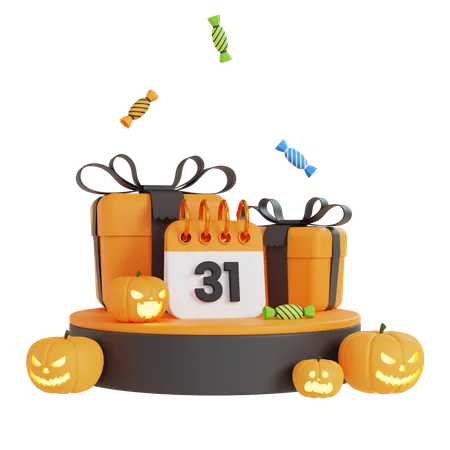 Halloween-Tag-Podium  3D Icon