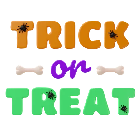 3 D Rendering Of Halloween Text Trick Or Treat Icon 3D Icon