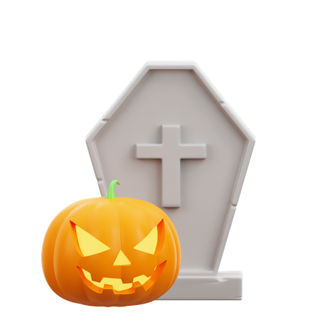 Halloween Tombstone Pumpkin  3D Icon