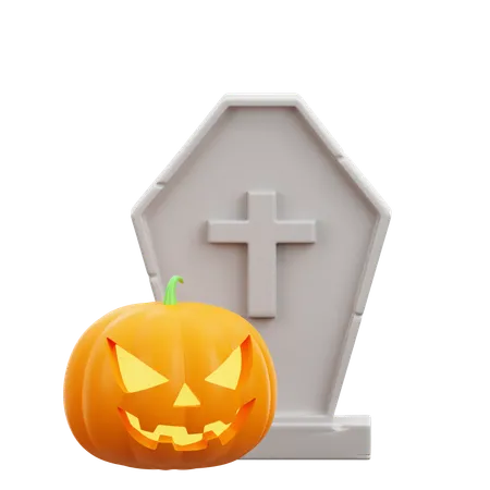 Halloween Tombstone Pumpkin  3D Icon