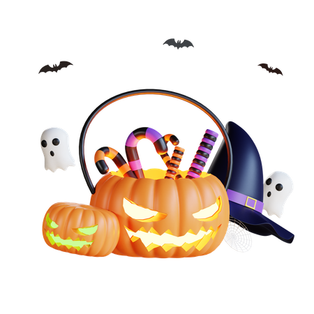 Halloween trick o treat 3D Illustration